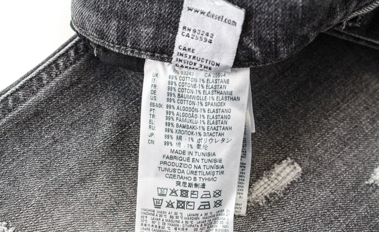 DIESEL D-Eetar 0890F vyriški džinsai W26/L30 berniukams, siaurėjantys pilki, tamprūs, plėšyti medvilniniai džinsai 