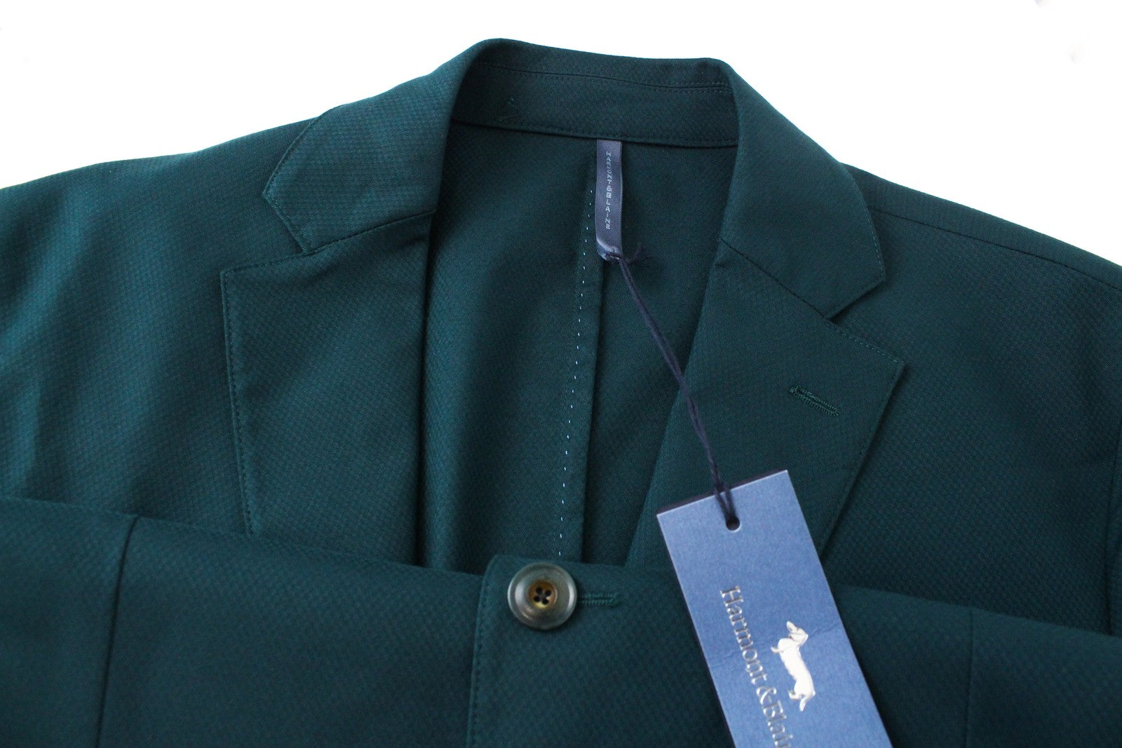 HARMONT &amp; BLAINE vyriškas švarkas 56 žalias medvilninis tamprus švarkas be pamušalo klasikinis su įpjova atvarte 