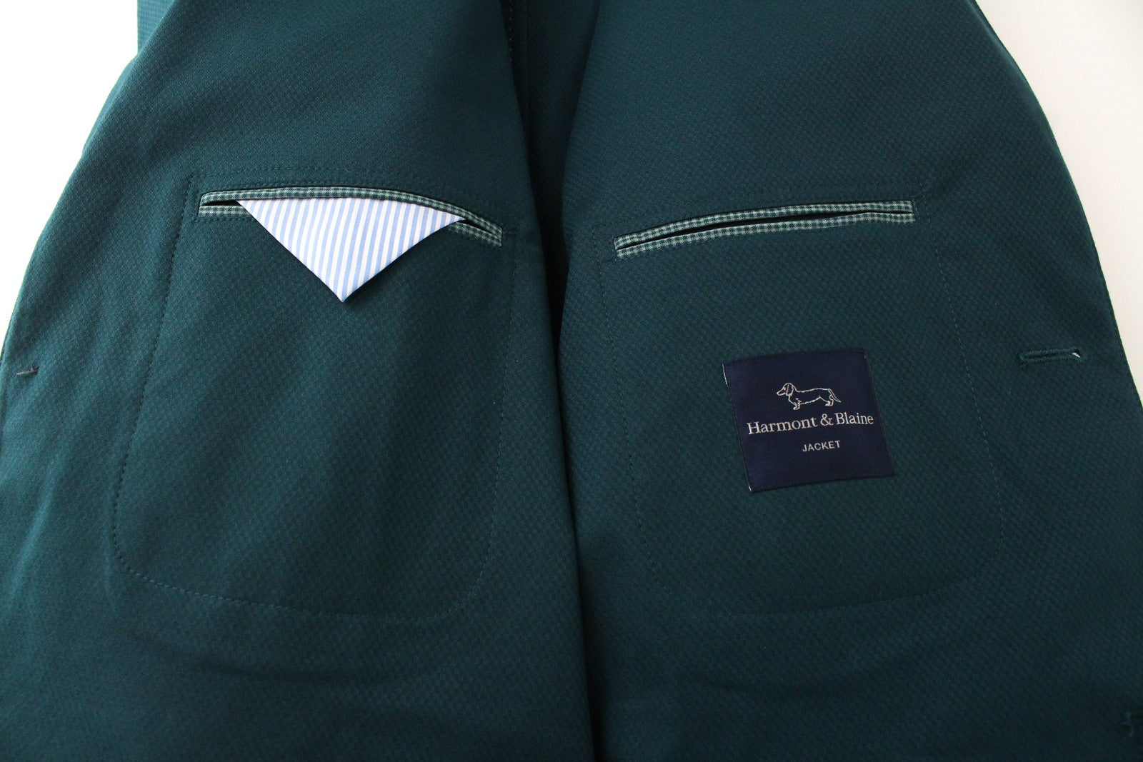 HARMONT &amp; BLAINE vyriškas švarkas 56 žalias medvilninis tamprus švarkas be pamušalo klasikinis su įpjova atvarte 