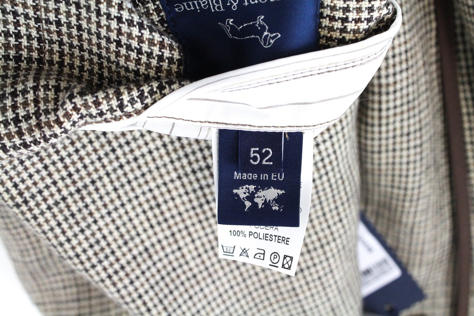 HARMONT &amp; BLAINE vyriškas švarkas 52 rudas gryno lino raštuotas oficiali suknelė be pamušalo 