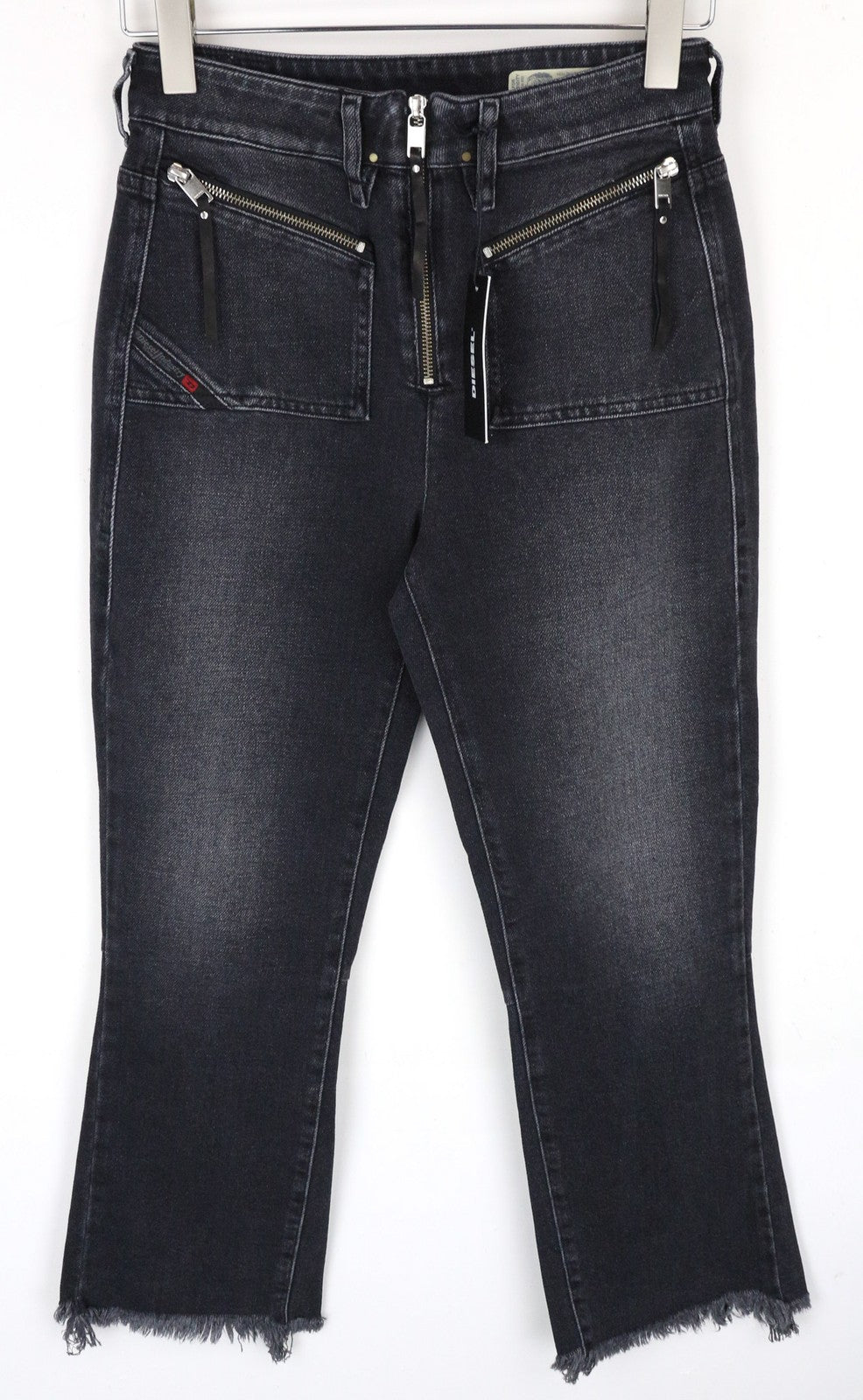 DIESEL D-Earlie 080AP Women Jeans W26/L32 Slim Fit Zip Pocket Grey Cotton Blend