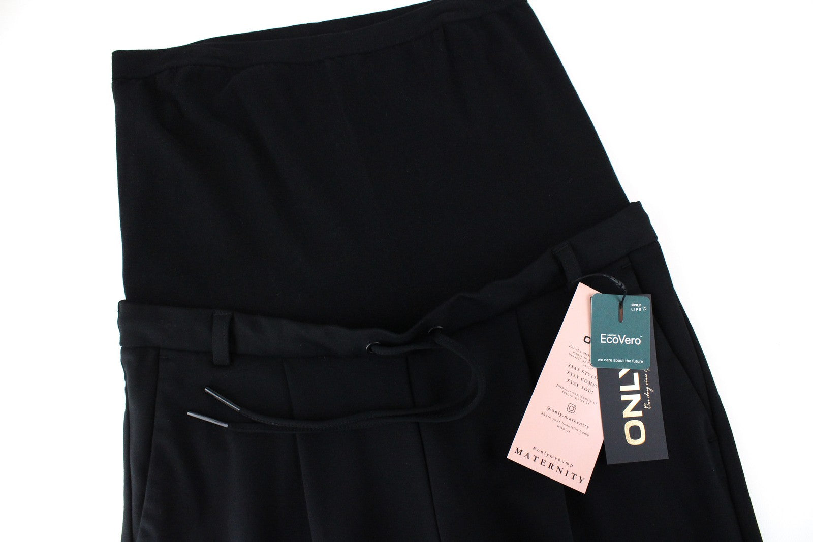 ONLY nėščiosioms skirtos kelnės M dydžio, juodos, raišteliu, formalaus stiliaus, paprastos, tamprios 