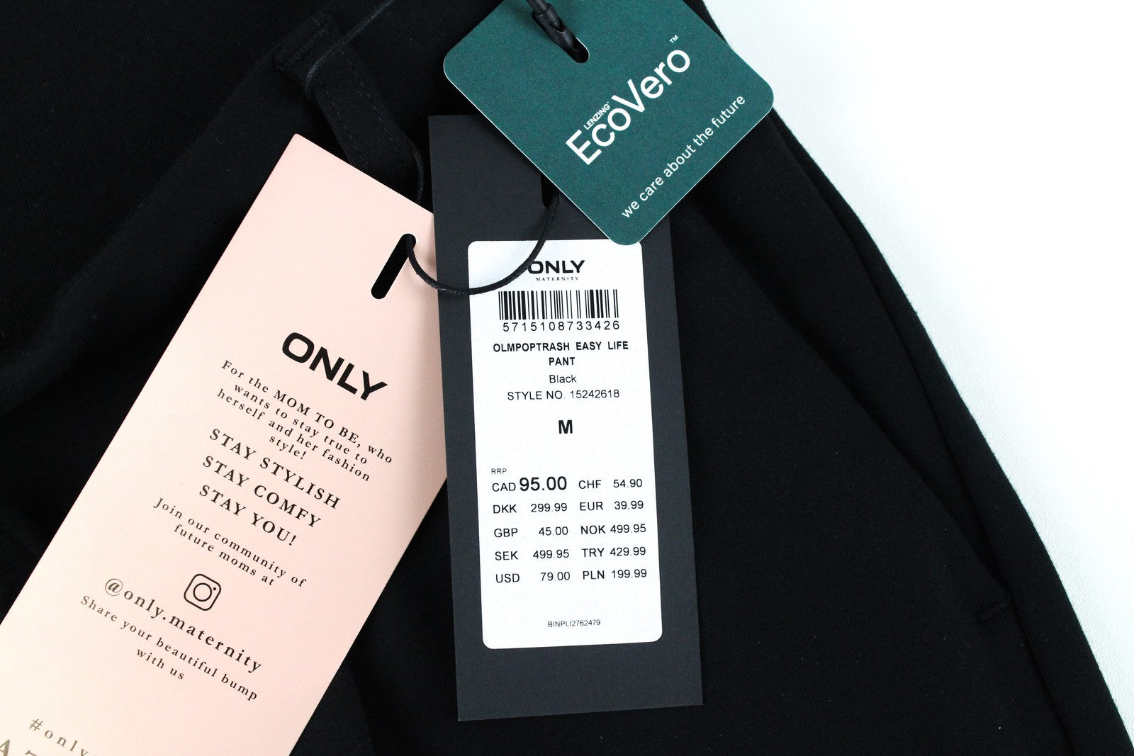 ONLY nėščiosioms skirtos kelnės M dydžio, juodos, raišteliu, formalaus stiliaus, paprastos, tamprios 