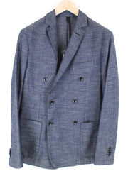 HARMONT &amp; BLAINE vyriškas švarkas 50 mėlynas dvieilis medvilninis klasikinis švarkas su įpjovomis atvarte 