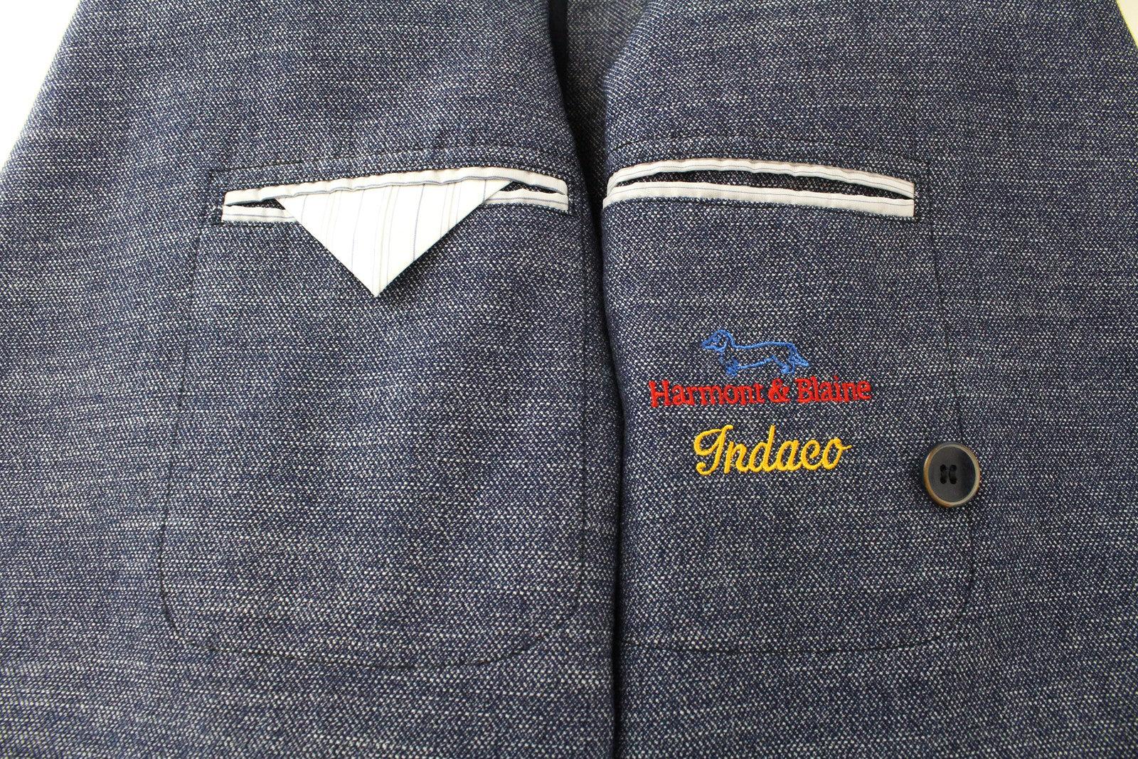 HARMONT &amp; BLAINE vyriškas švarkas 50 mėlynas dvieilis medvilninis klasikinis švarkas su įpjovomis atvarte 