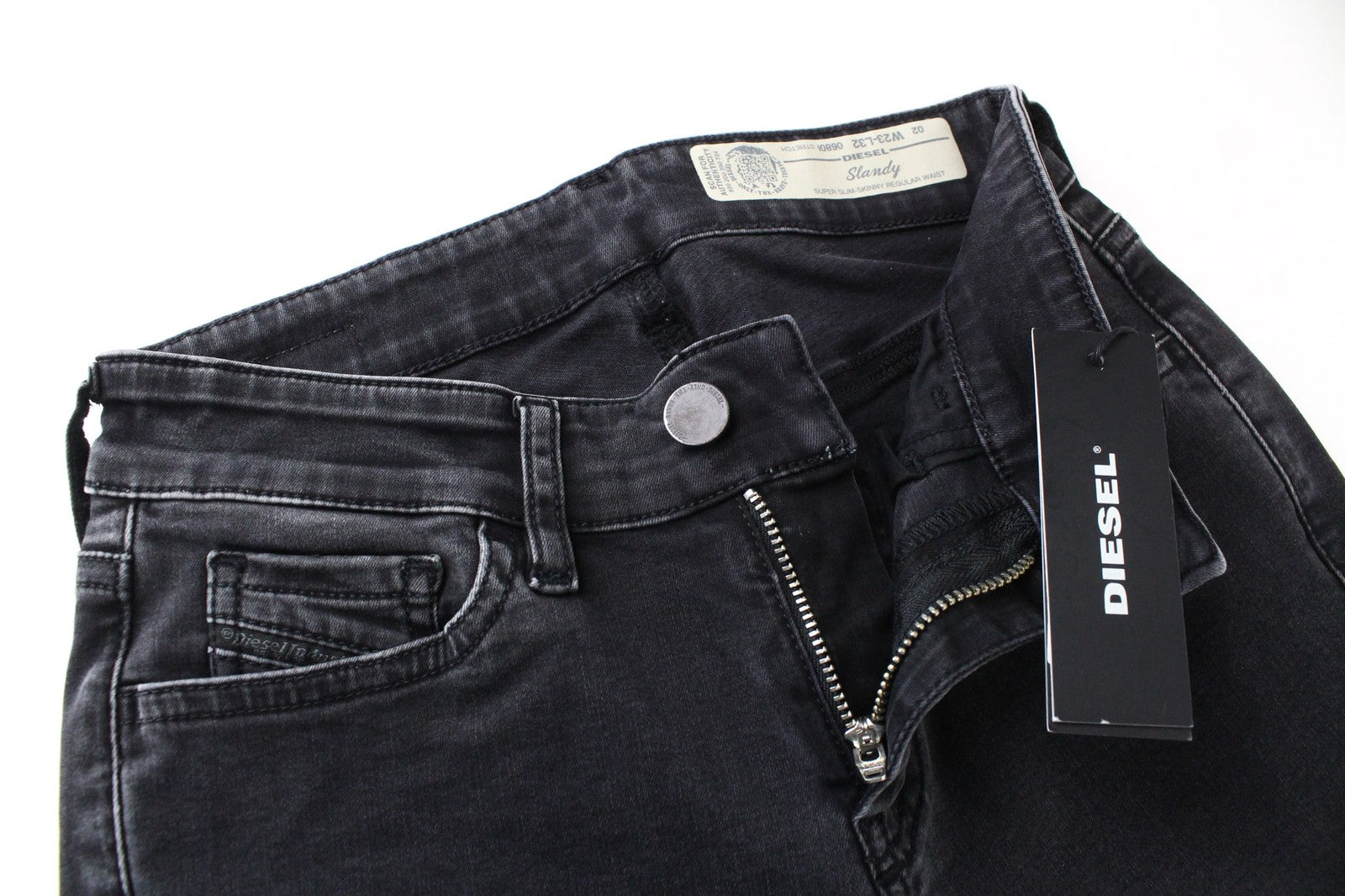 DIESEL Slandy 0680I Women Jeans W23/L32 Grey Girls Super Slim Skinny Stretch