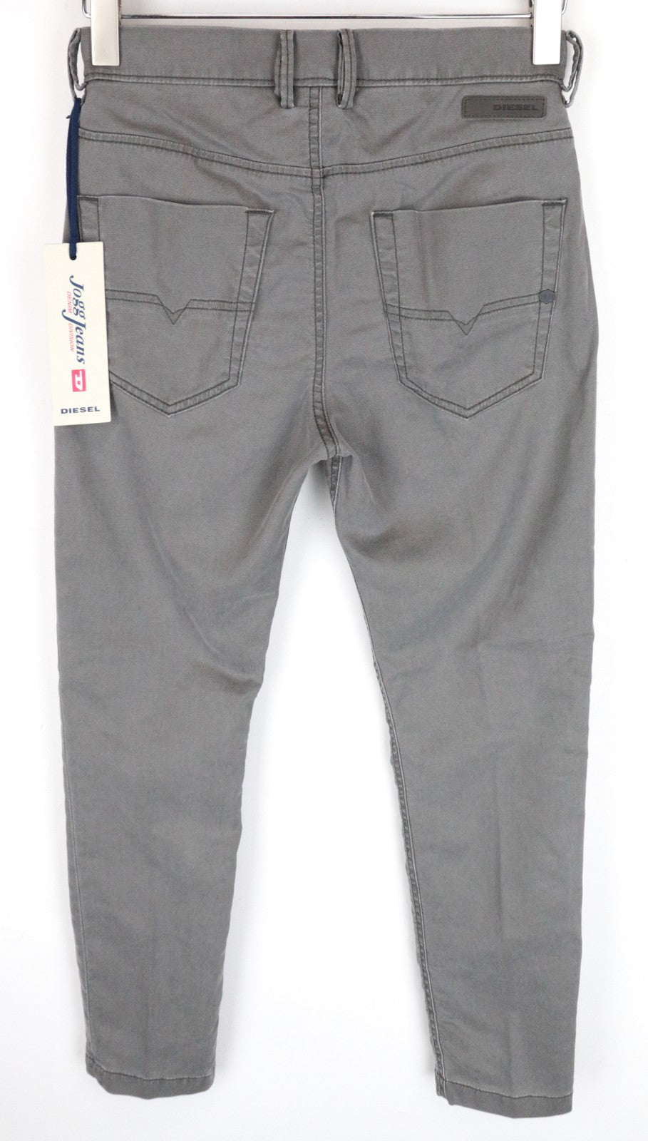 DIESEL Chino-M-NE 0685E vyriški džinsai W26 Sweat Jogg Slim pilki tamprūs klostuoti berniukams 
