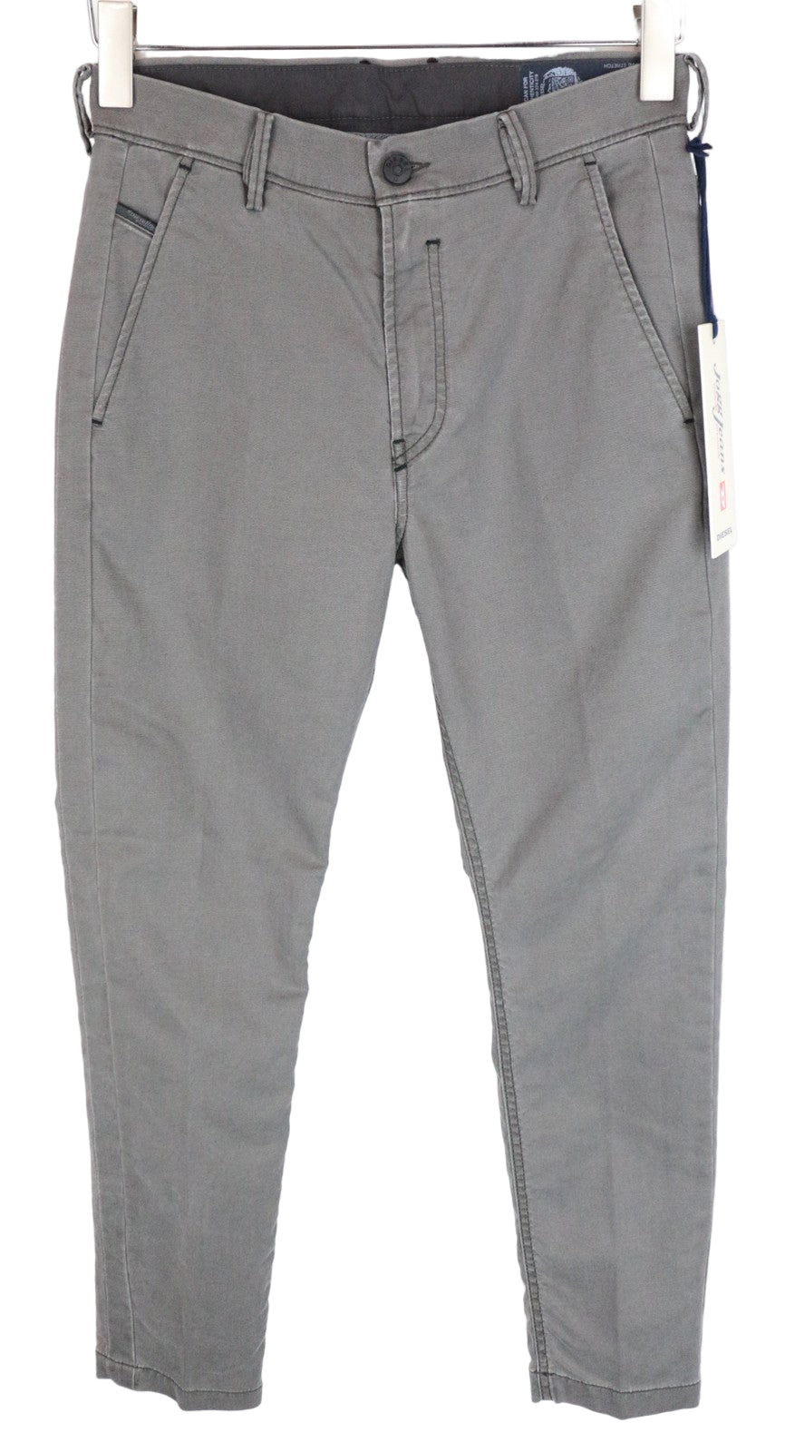 DIESEL Chino-M-NE 0685E vyriški džinsai W26 Sweat Jogg Slim pilki tamprūs klostuoti berniukams 