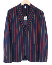 HARMONT &amp; BLAINE vyriškas švarkas 48 tamsiai mėlynas, grynos medvilnės, dryžuotas, vieneilis 