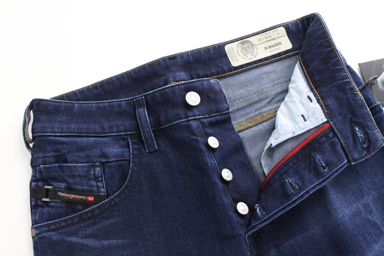 DIESEL D-Bazer 083AT vyriški džinsai W26/L32 siaurėjantys, skalbti skirti medvilniniai, tamprūs, mėlyni 