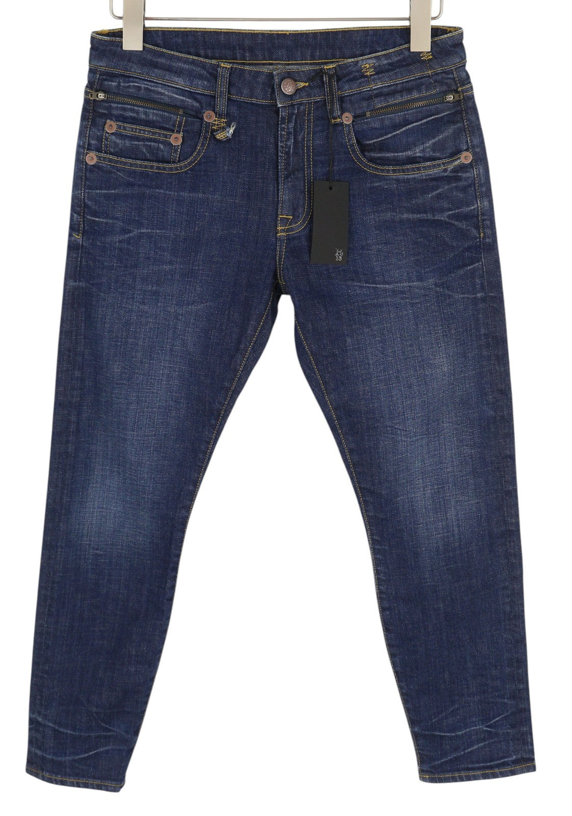 R13 Biker Boy Women Jeans 27 Howell Indigo Blue Faded Skinny Fit Ankle Length