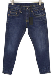 R13 Biker Boy Women Jeans 27 Howell Indigo Blue Faded Skinny Fit Ankle Length