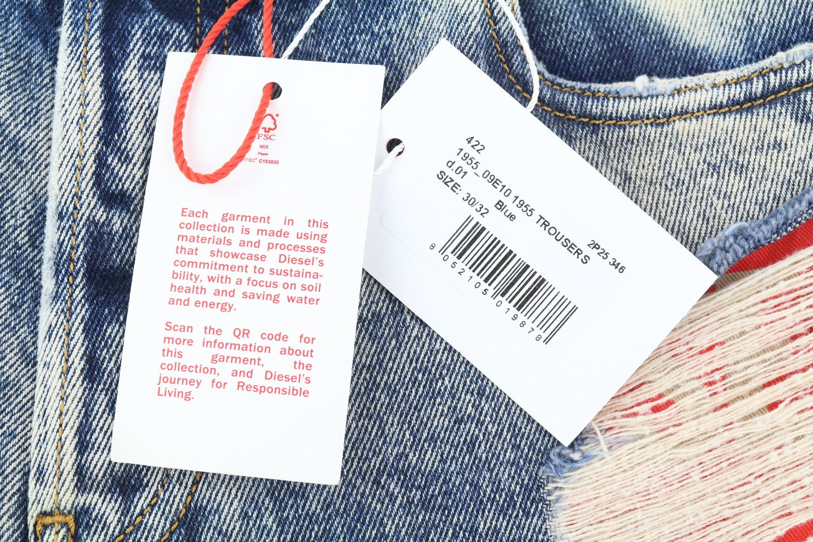 DIESEL 1955 09E10 vyriški džinsai W30/L32 mėlyni, tiesaus kirpimo, su gobtuvu, RRP 375 USD 