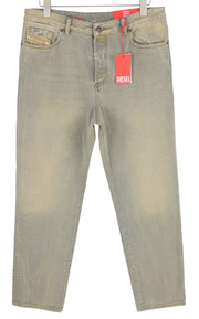 DIESEL 1955 09D87 vyriški džinsai W34/L30 mėlyni sendinto stiliaus, įprasti, tiesūs, aukštu juosmeniu 