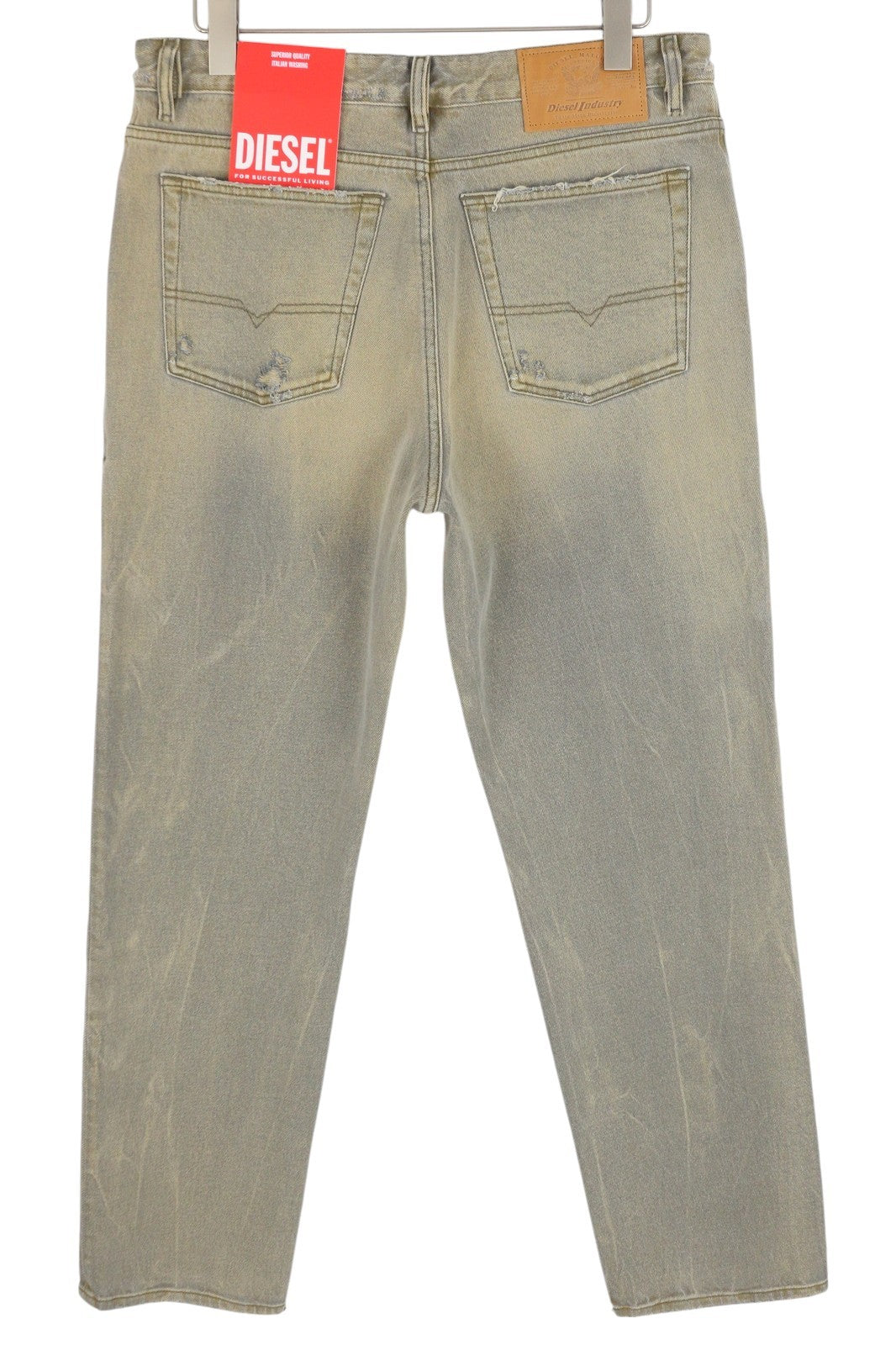 DIESEL 1955 09D87 vyriški džinsai W34/L30 mėlyni sendinto stiliaus, įprasti, tiesūs, aukštu juosmeniu 