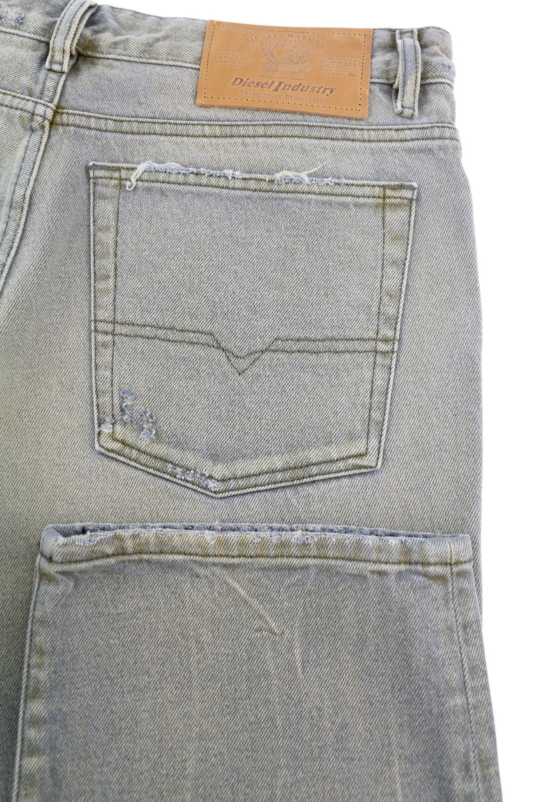 DIESEL 1955 09D87 vyriški džinsai W34/L30 mėlyni sendinto stiliaus, įprasti, tiesūs, aukštu juosmeniu 