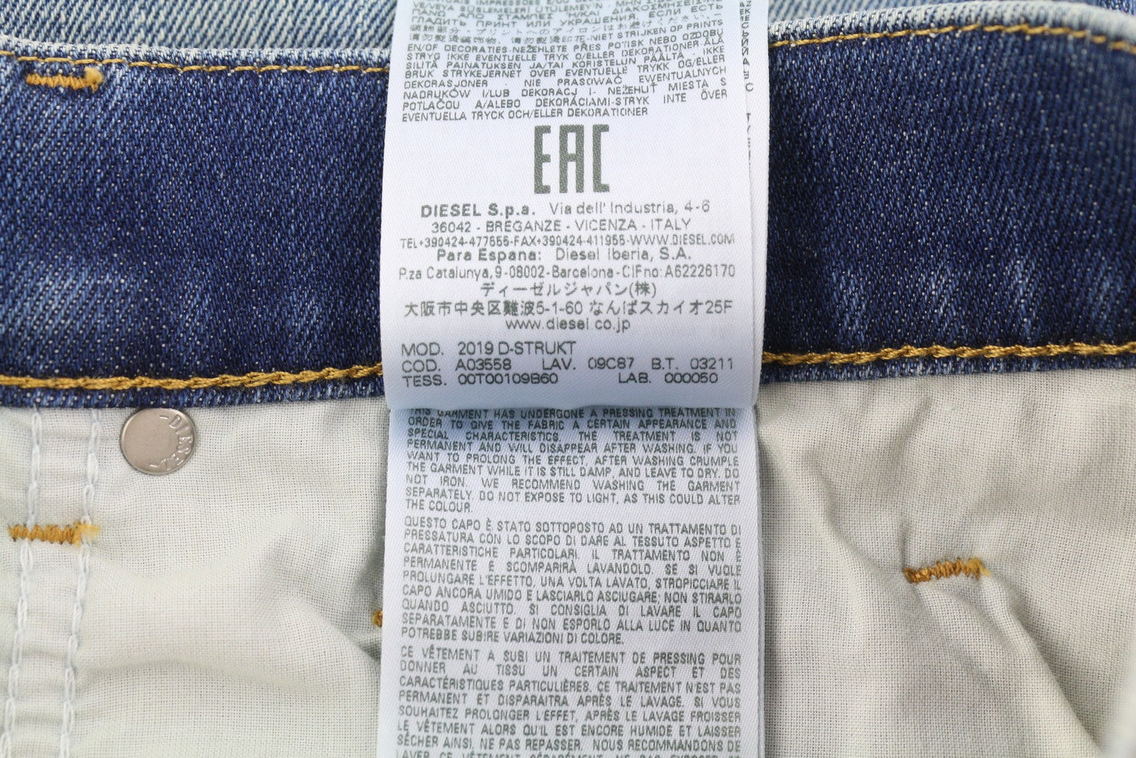 DIESEL 2019 D-Strukt 09C87 vyriški džinsai W30/L32 mėlyni, aptempti, ploni, kaina 189 € 