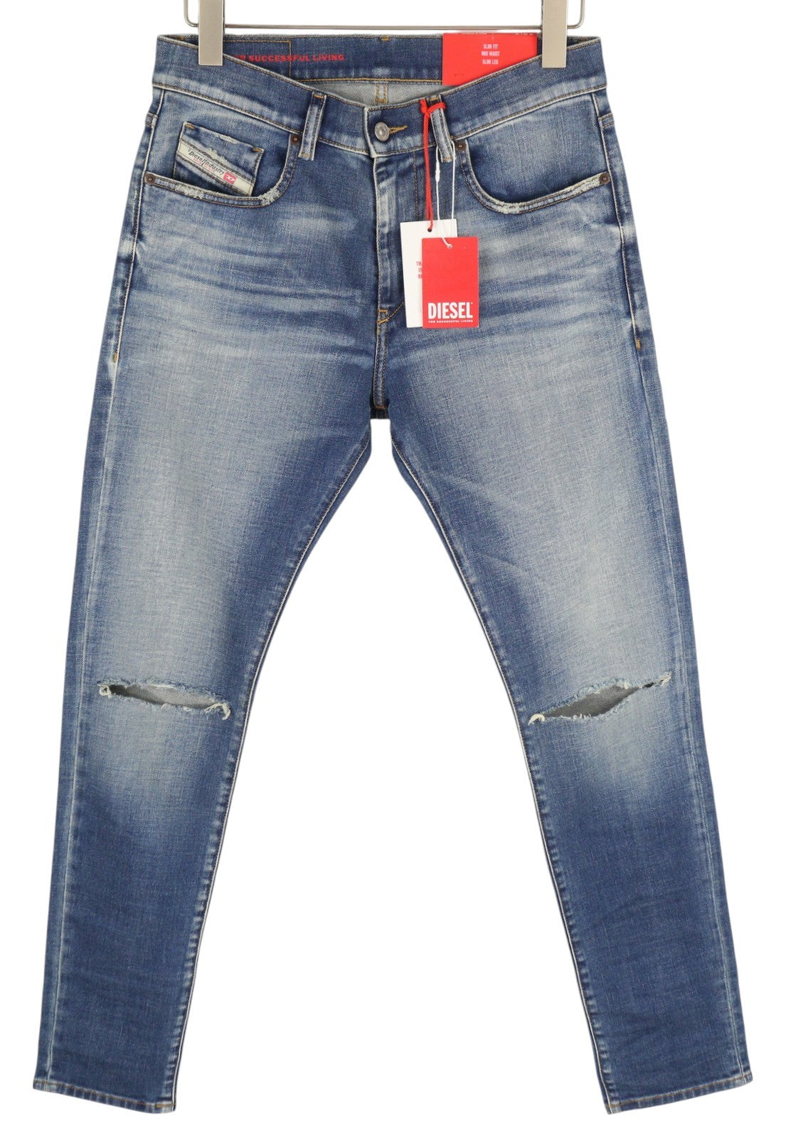 DIESEL 2019 D-Strukt 09C87 vyriški džinsai W30/L32 mėlyni, aptempti, ploni, kaina 189 € 