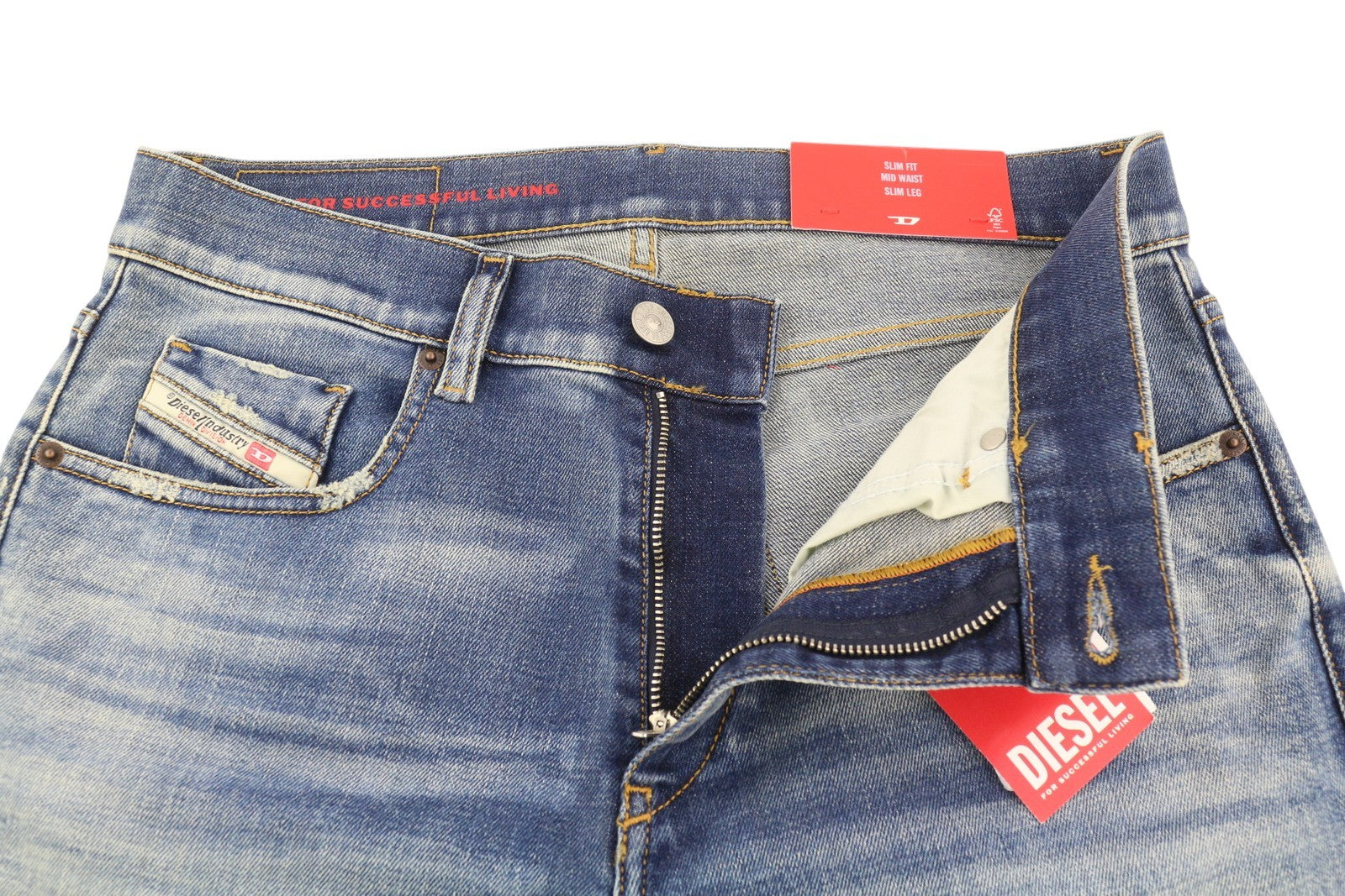 DIESEL 2019 D-Strukt 09C87 vyriški džinsai W30/L32 mėlyni, aptempti, ploni, kaina 189 € 