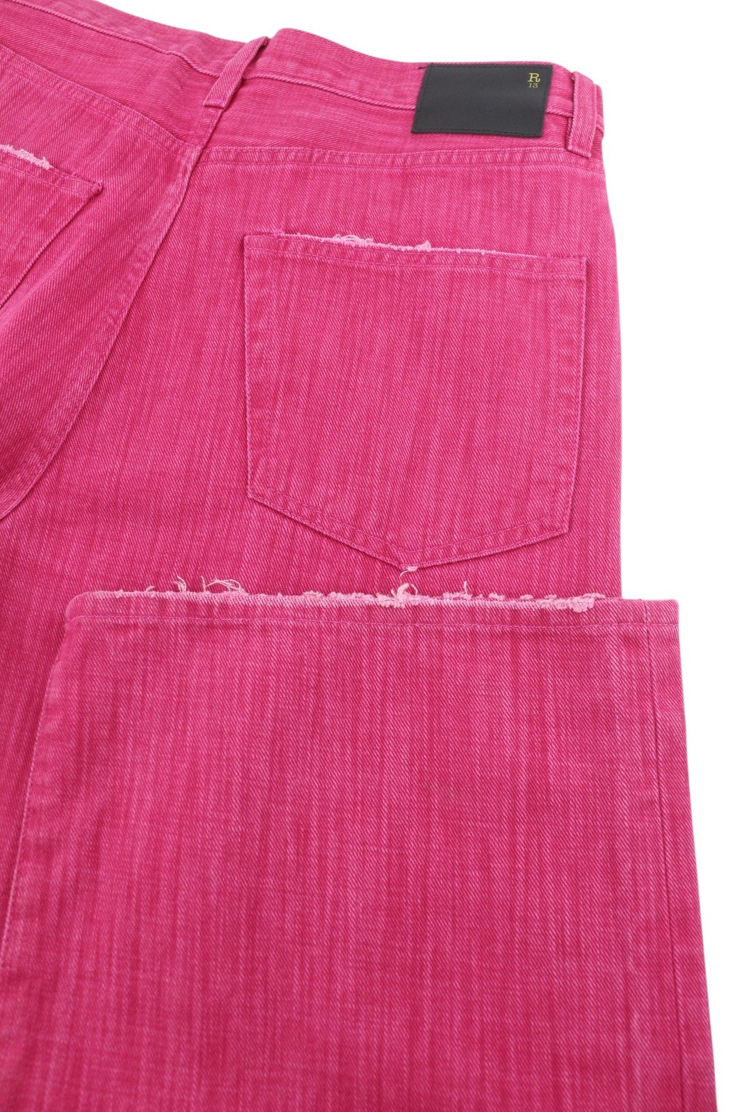 R13 Damon Pleated Women Jeans 27 Vivid Pink Flared Zip Fly Logo Denim RRP$595