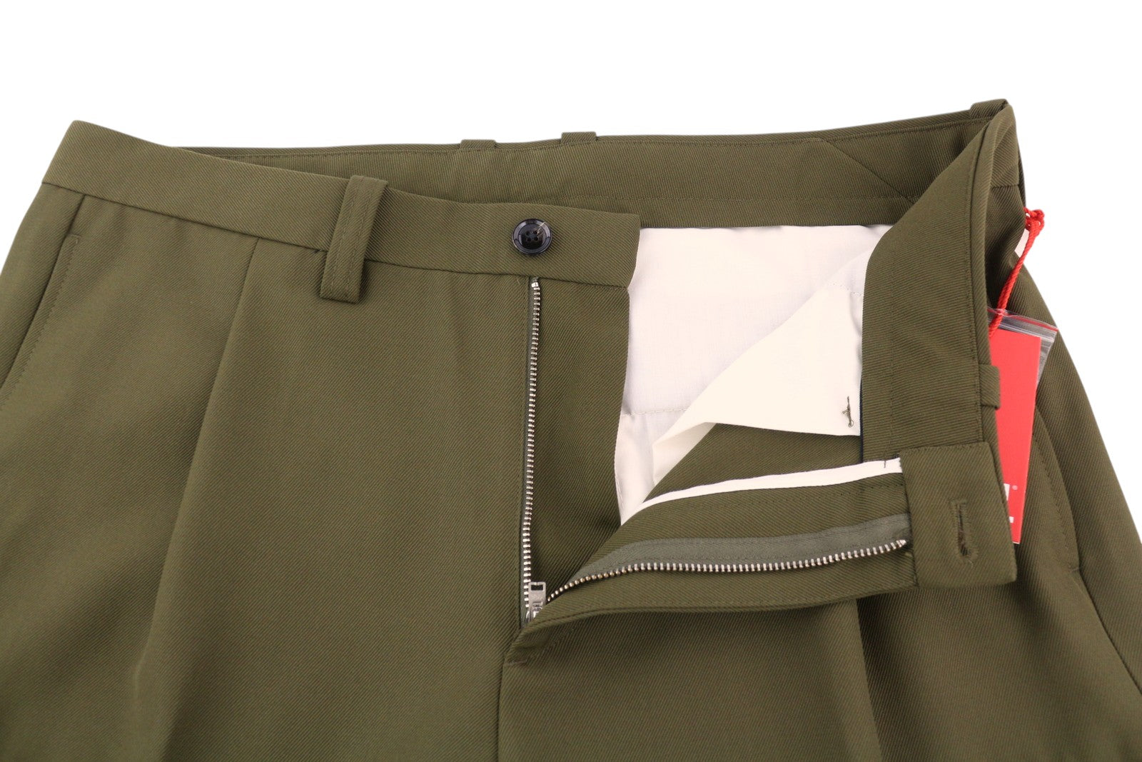 DIESEL P-Rhee-Nw vyriškos kelnės W32 žalios vilnos mišinio su klostėmis ir užtrauktuku, rekomenduojama mažmeninė kaina – 283 € 