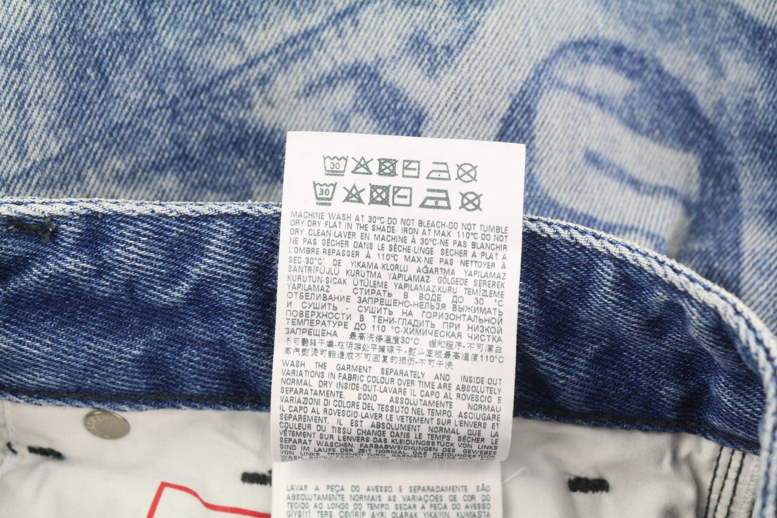 DIESEL 1955-FS3 007B8 Men Jeans W30/L32 Blue Washed Pattern Regular Straight Leg