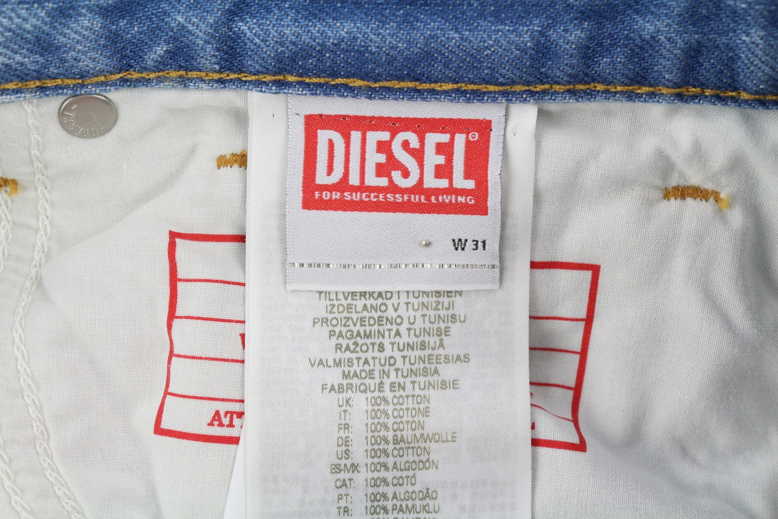 DIESEL 1995 D-Sark 09I29 vyriški džinsai W31/L32 mėlyni, tiesūs, vidutinio juosmens, RRP 246 USD 