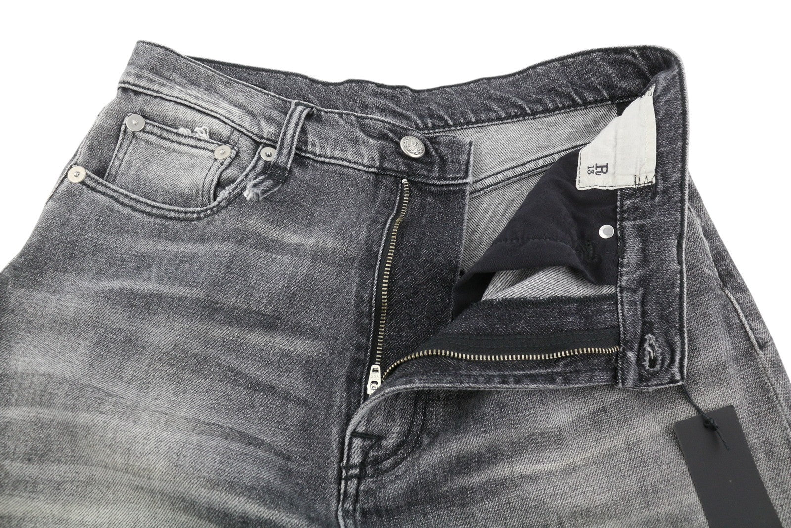 R13 Jesse moteriški džinsai, 27 vnt., pilki, labai platūs, nuleistas tarpkojis, skalbti. RMK 725 €. 