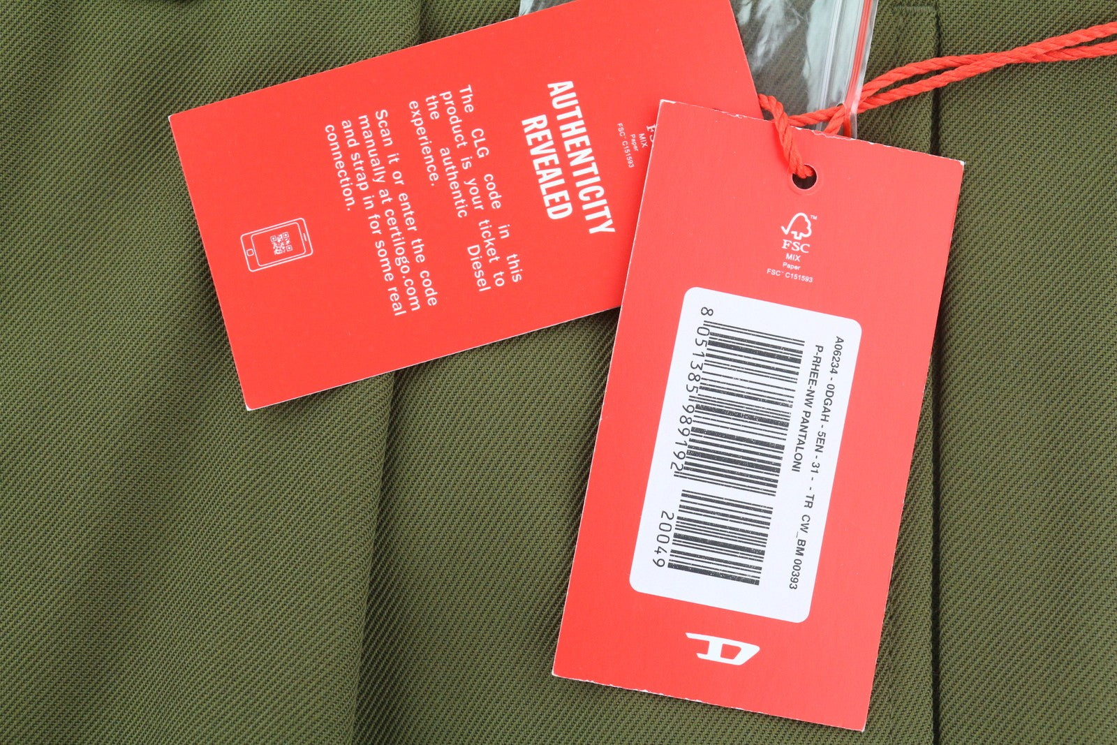 DIESEL P-Rhee-Nw vyriškos kelnės W31 žalios vilnos mišinio su klostuotomis užtrauktukais RRP283