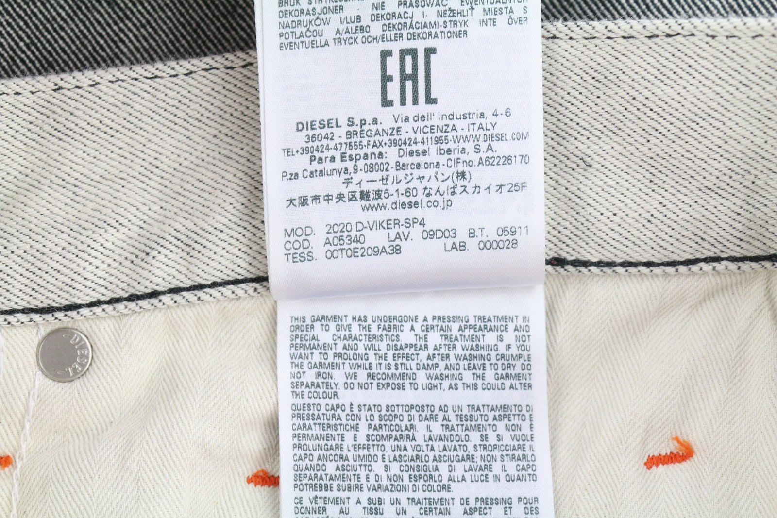 DIESEL 2020 D-Viker-SP4 vyriški džinsai W31/L32 juodi mėlyni, įprasti tiesūs klešniai su sagomis 