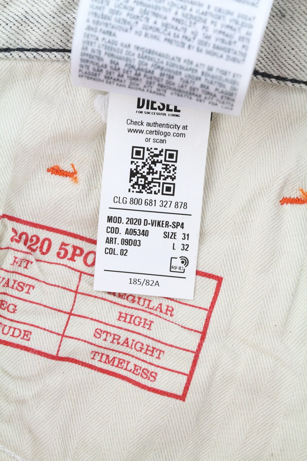 DIESEL 2020 D-Viker-SP4 vyriški džinsai W31/L32 juodi mėlyni, įprasti tiesūs klešniai su sagomis 