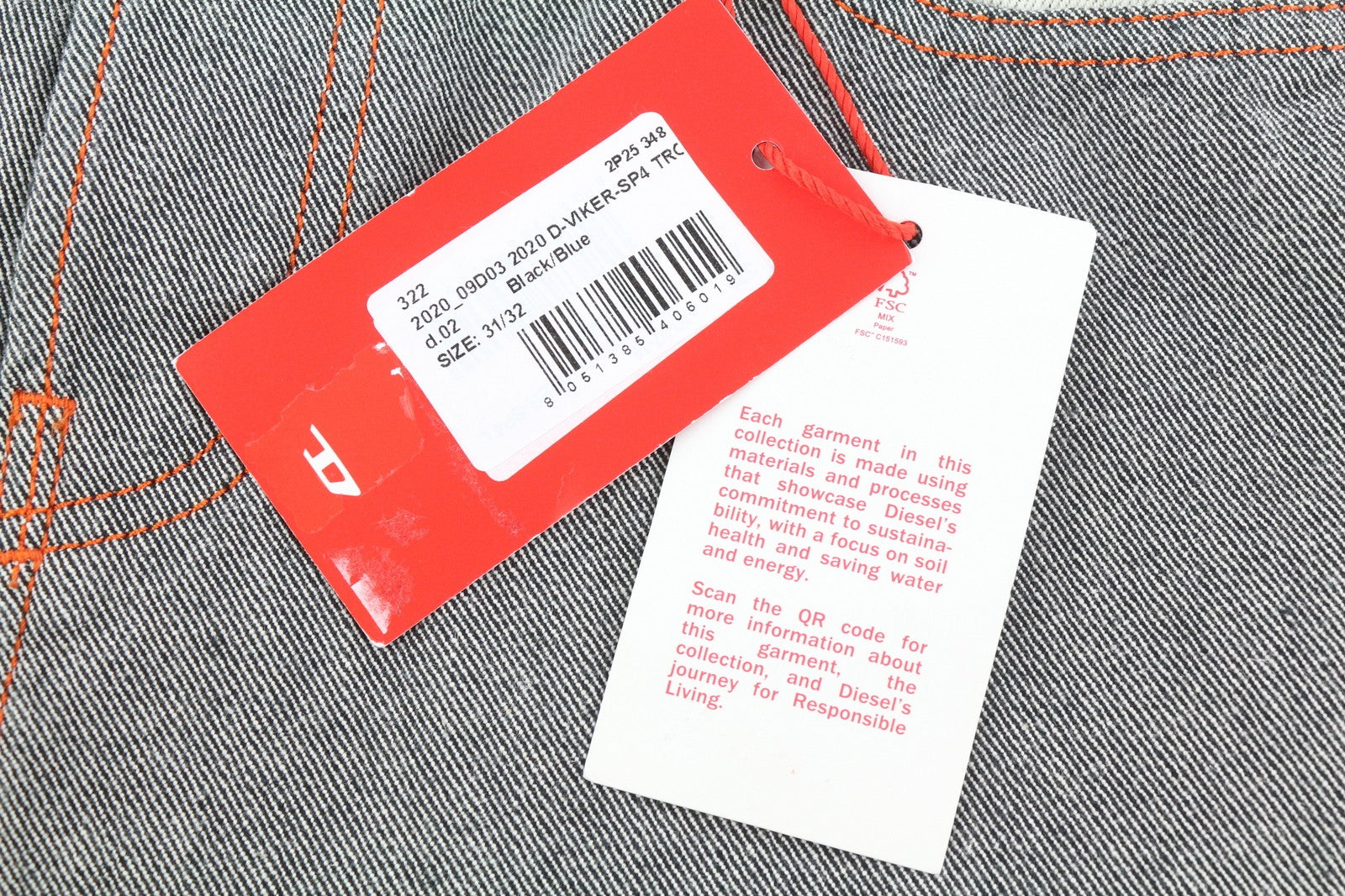 DIESEL 2020 D-Viker-SP4 vyriški džinsai W31/L32 juodi mėlyni, įprasti tiesūs klešniai su sagomis 