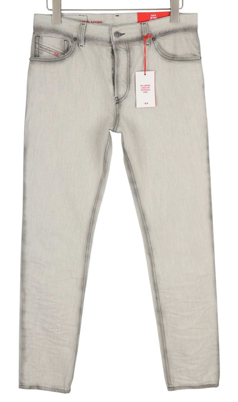 DIESEL 1995 09C86 Men Jeans W31/L32 Grey Faded Slim Straight Leg Button RRP€195