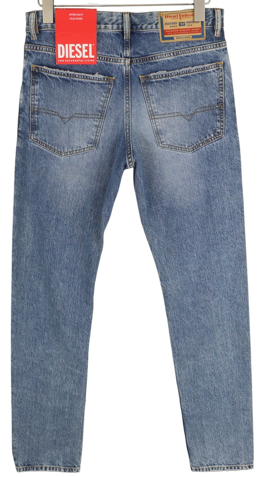DIESEL 1995 09C66 vyriški džinsai W30/L32 mėlyni, išblukę, ploni, tiesaus kirpimo, vidutinio juosmens. 
