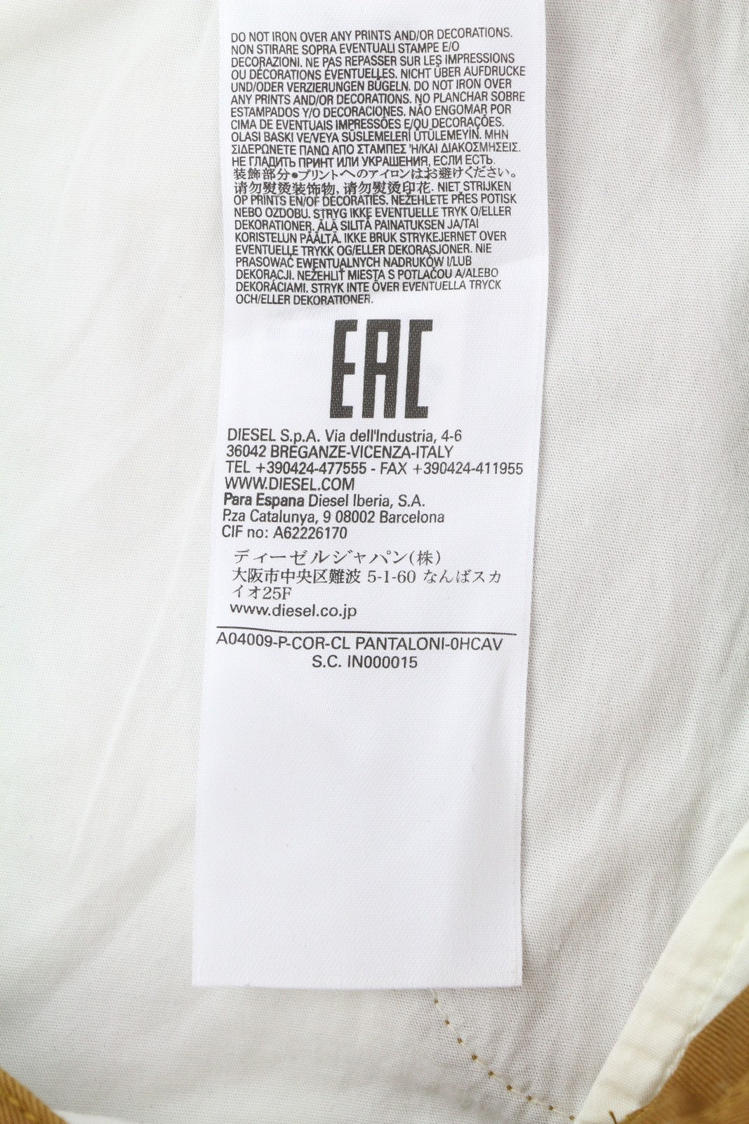 DIESEL P-Cor-CL vyriškos kelnės W31 rudos, siaurėjančios, su užtrauktuku ir logotipu, RMK 265 USD 