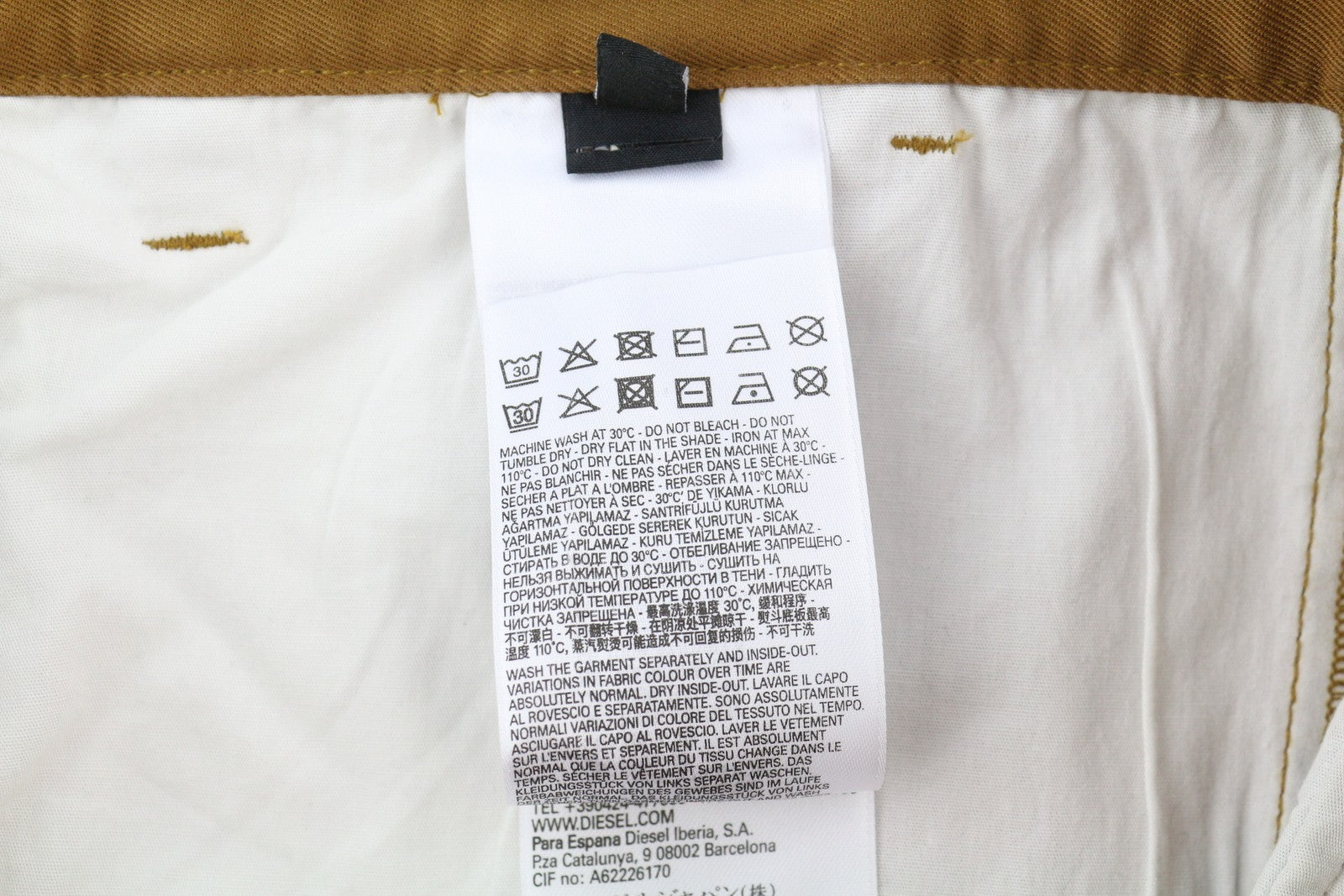 DIESEL P-Cor-CL vyriškos kelnės W31 rudos, siaurėjančios, su užtrauktuku ir logotipu, RMK 265 USD 