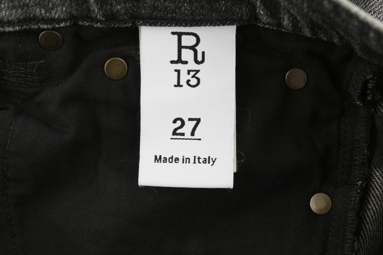 R13 Boyfriend Women Jeans 27 Vintage Grey Washed Faded Denim Zip Ankle Length