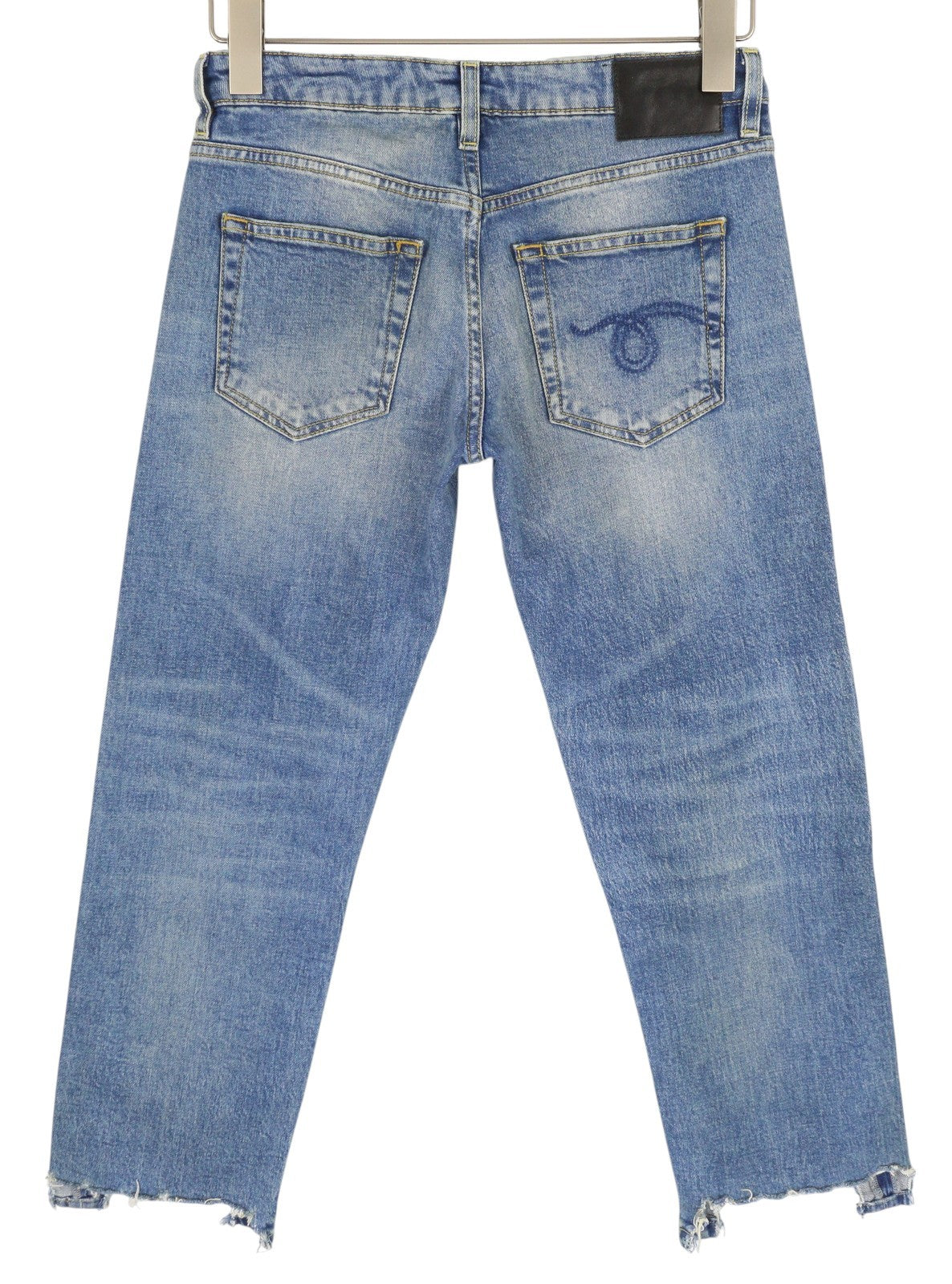 R13 Boy Straight Rips Women Jeans 25 Jasper Stretch Ankle Length Washed RRP€595
