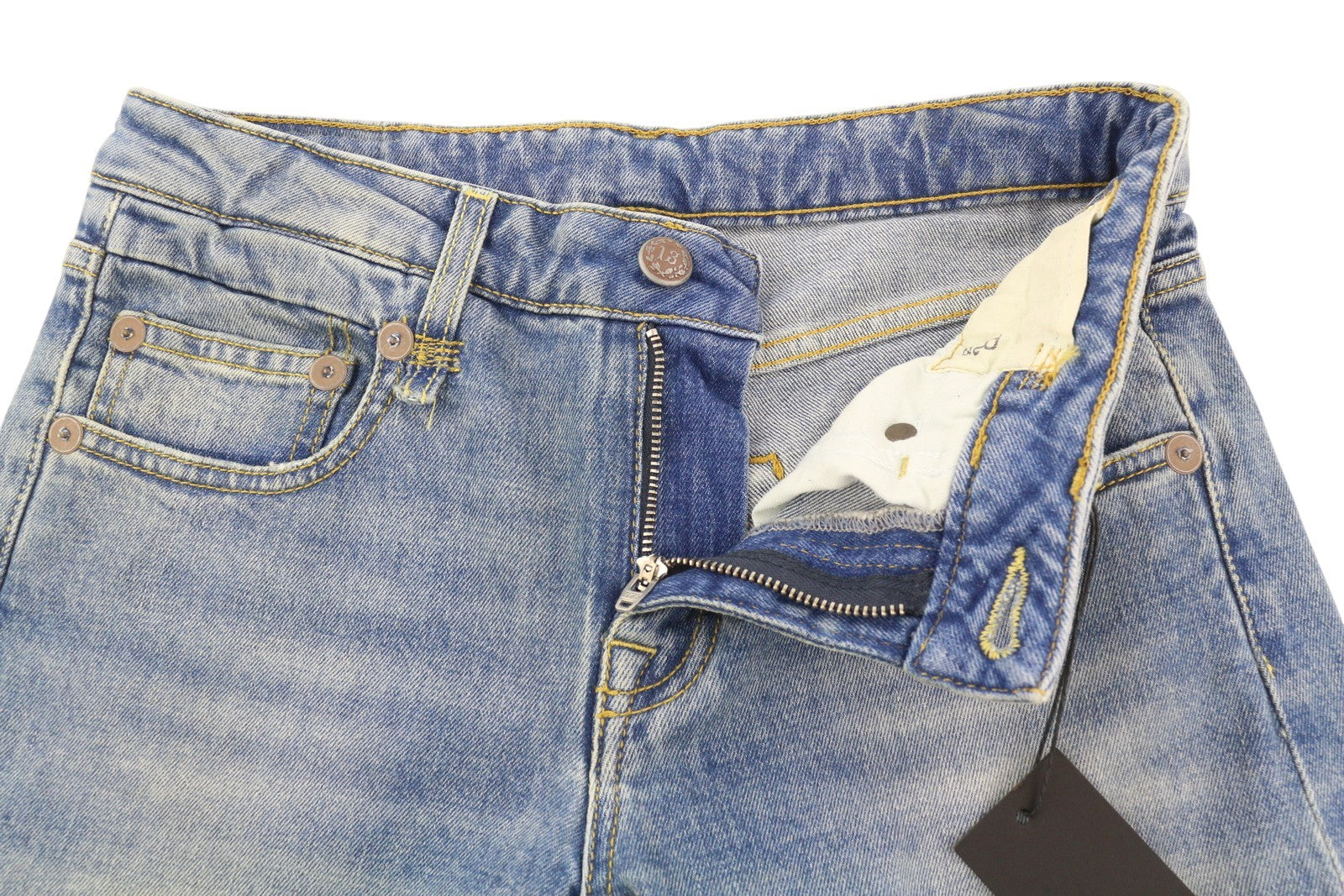 R13 Boy Straight Rips Women Jeans 25 Jasper Stretch Ankle Length Washed RRP€595