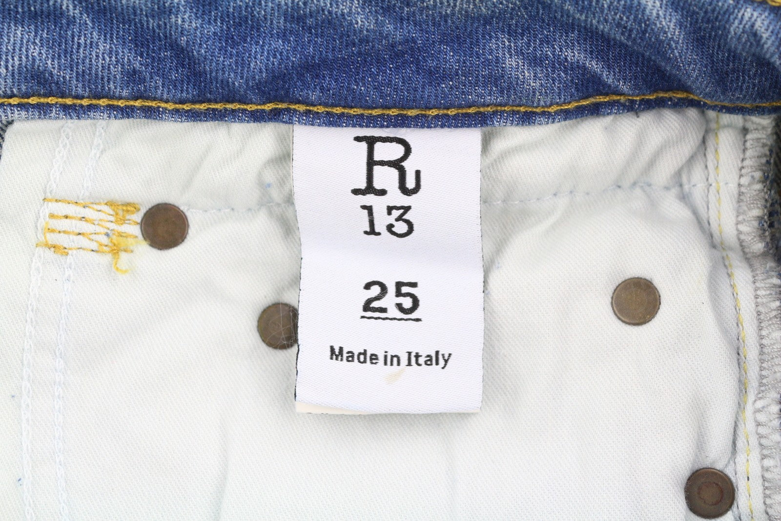 R13 Boy Straight Rips Women Jeans 25 Jasper Stretch Ankle Length Washed RRP€595