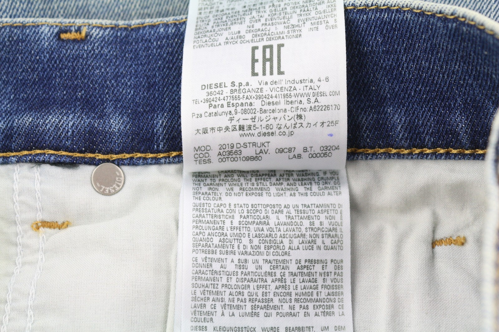 DIESEL 2019 D-Strukt 09C87 vyriški džinsai W30/L34 mėlyni, aptempti, ploni, kaina 189 € 