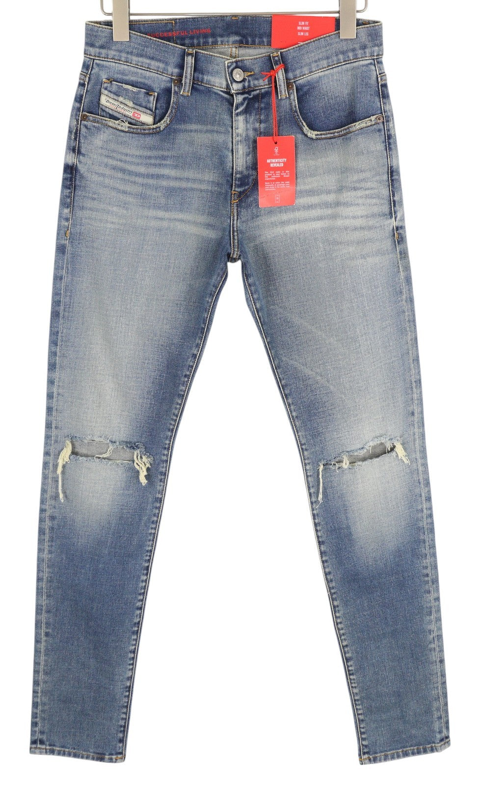 DIESEL 2019 D-Strukt 09C87 vyriški džinsai W30/L34 mėlyni, aptempti, ploni, kaina 189 € 