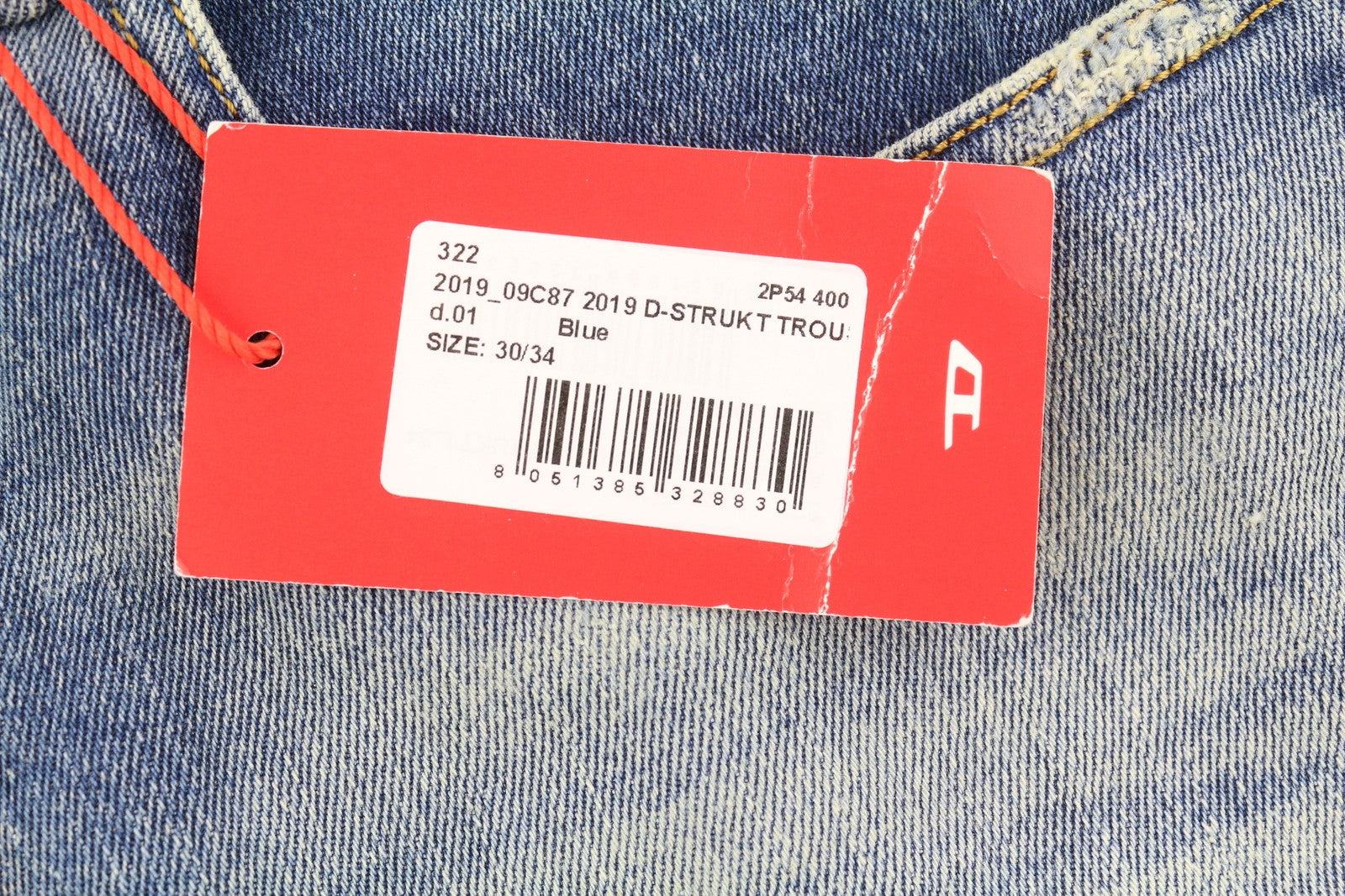 DIESEL 2019 D-Strukt 09C87 vyriški džinsai W30/L34 mėlyni, aptempti, ploni, kaina 189 € 