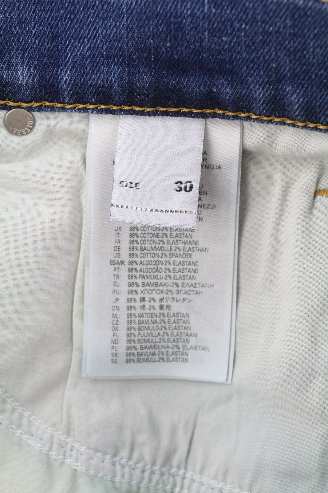 DIESEL 2019 D-Strukt 09C87 vyriški džinsai W30/L34 mėlyni, aptempti, ploni, kaina 189 € 