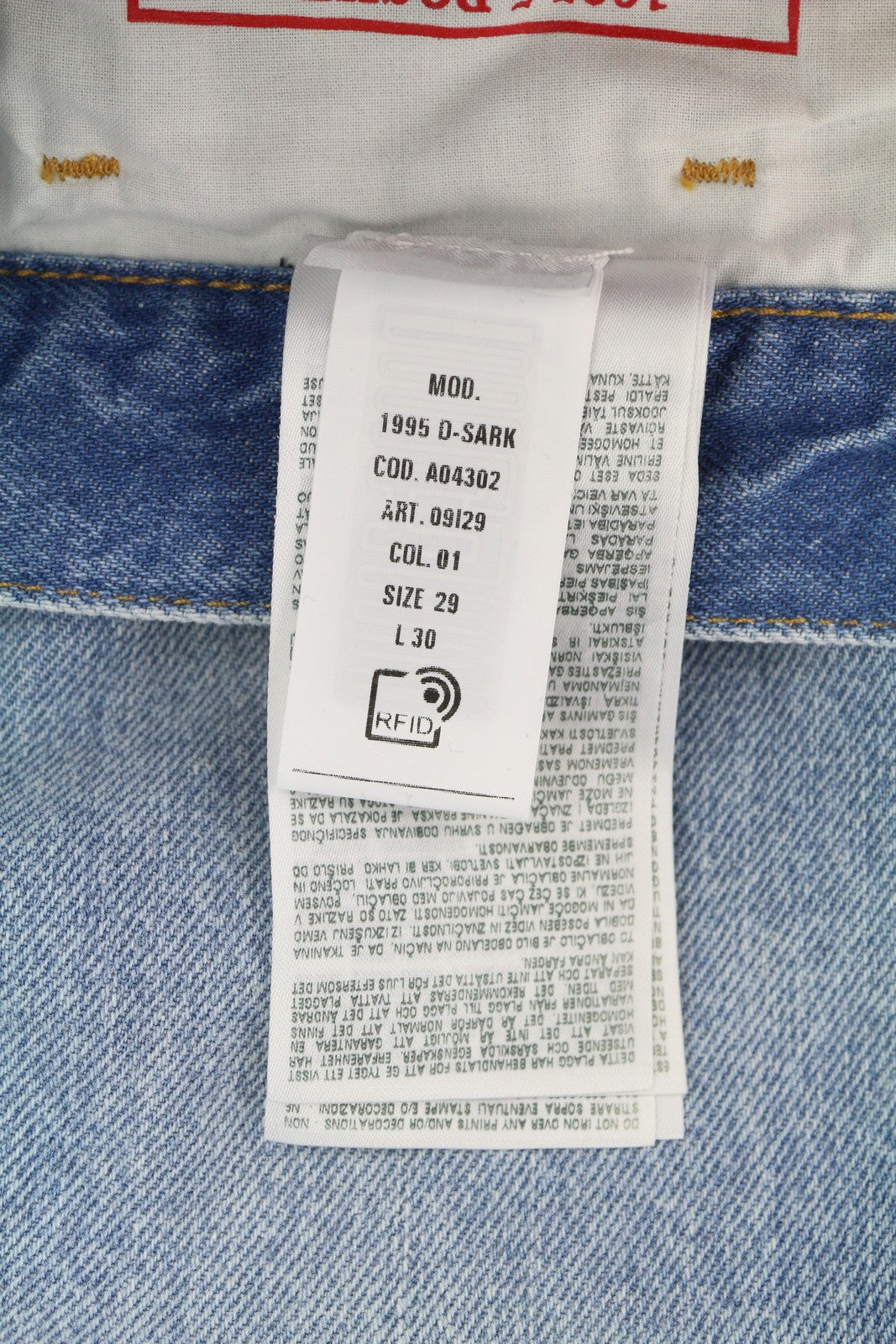DIESEL 1995 D-Sark 09I29 vyriški džinsai W29/L30 mėlyni, tiesūs, vidutinio juosmens, RRP 246 USD 