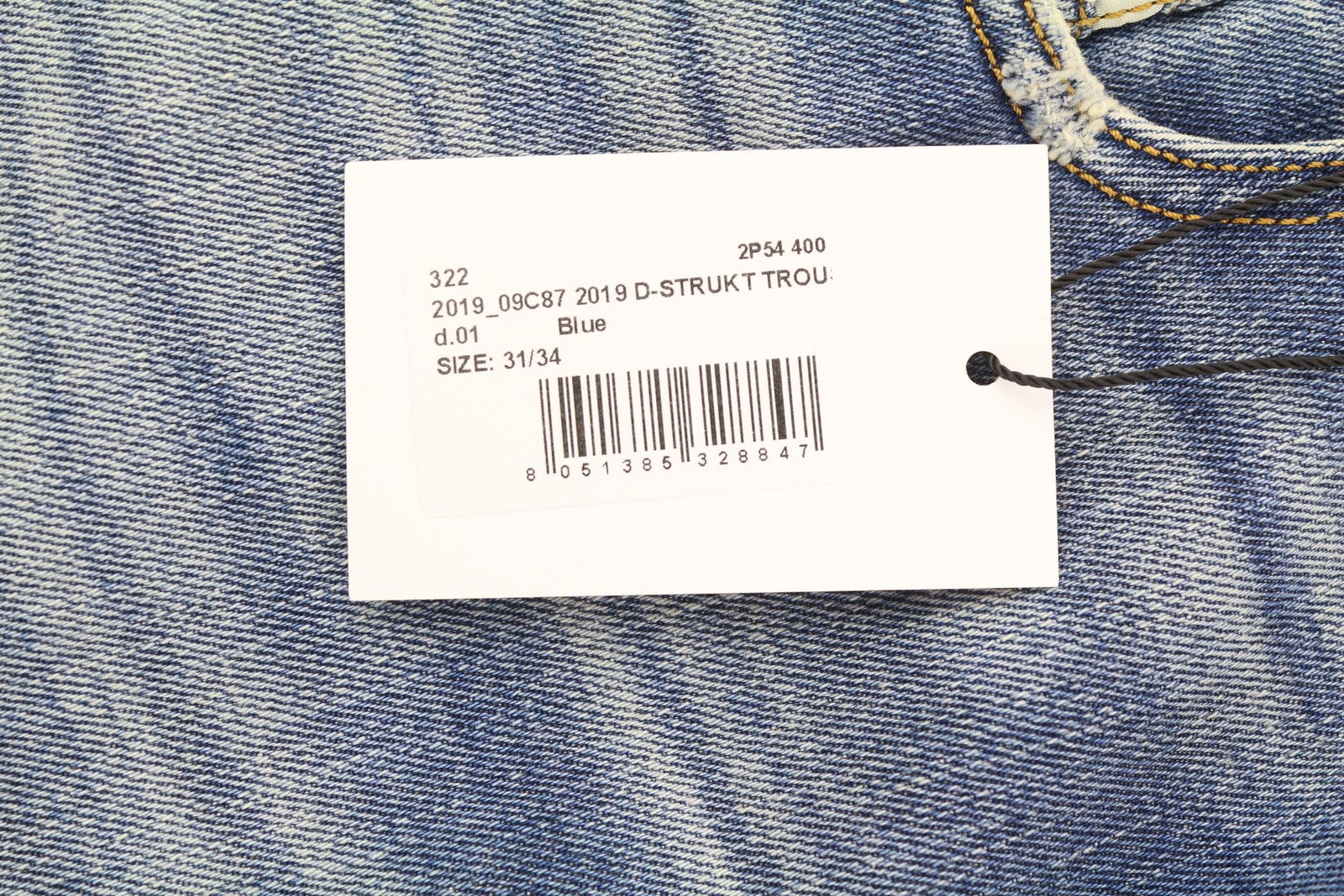 DIESEL 2019 D-Strukt 09C87 vyriški džinsai W31/L34 mėlyni, aptempti, ploni, kaina 189 € 