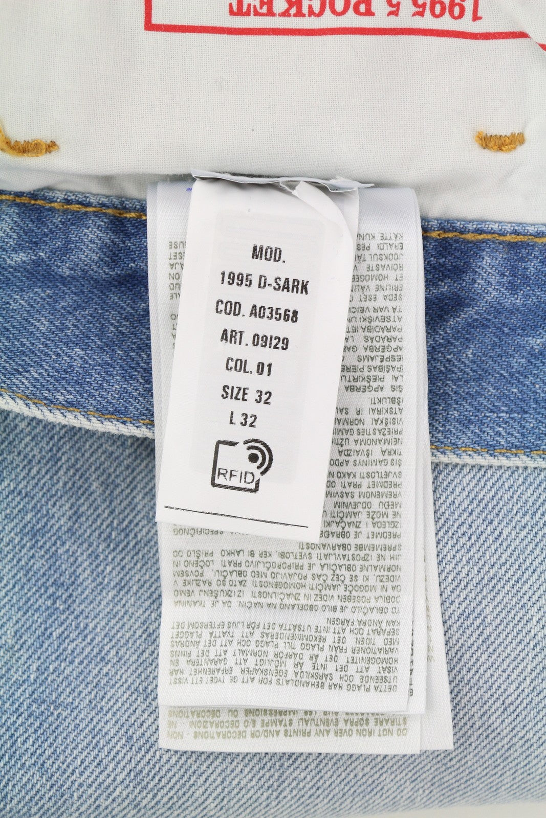 DIESEL 1995 D-Sark 09I29 vyriški džinsai W32/L32 mėlyni, tiesūs, vidutinio juosmens, RRP 246 USD 