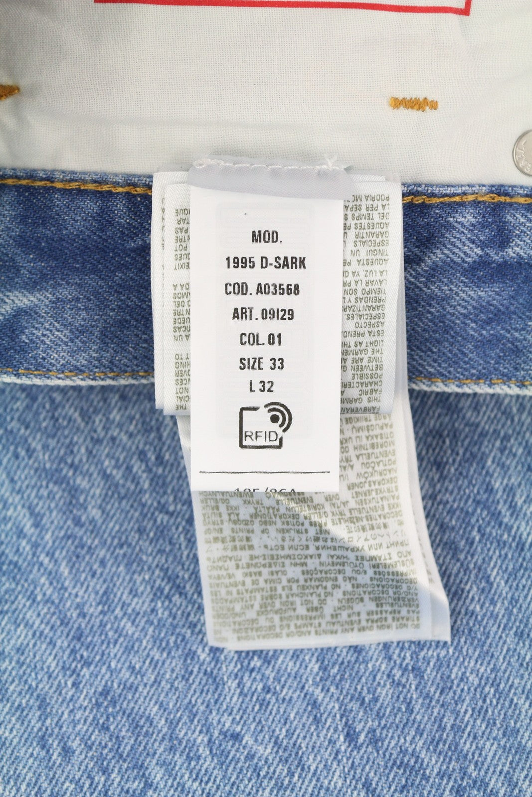 DIESEL 1995 D-Sark 09I29 vyriški džinsai W33/L32 mėlyni, tiesūs, vidutinio juosmens, RRP 246 USD 