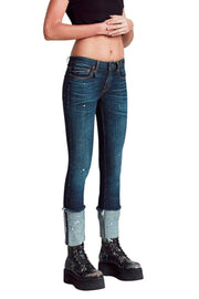 R13 Kate Women Jeans 27 Skinny Cuff Howell Indigo Low Rise Ankle Cropped RRP€440
