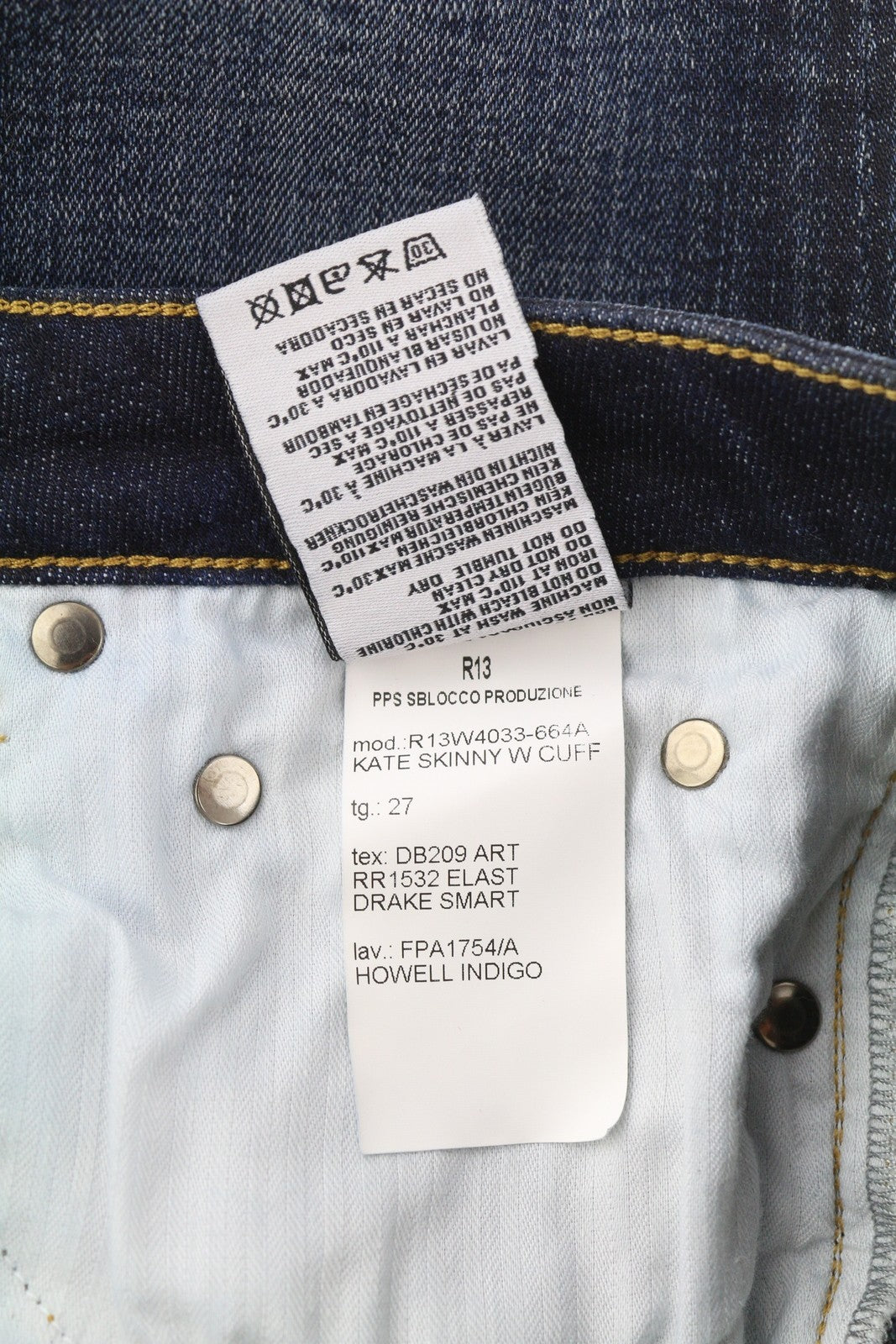 R13 Kate Women Jeans 27 Skinny Cuff Howell Indigo Low Rise Ankle Cropped RRP€440